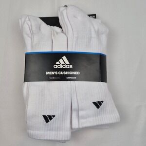 Adidas Men's Cushioned Climalite‎ Compression Crew Socks 6 Pair White 6-12 NWT